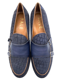 Monk Strap Croc Loafer Shoe - Navy
