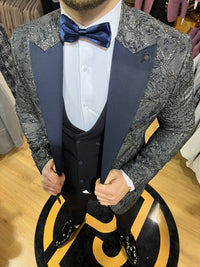 Belluno - Grey/Silver/Blue 3 Piece Suit no