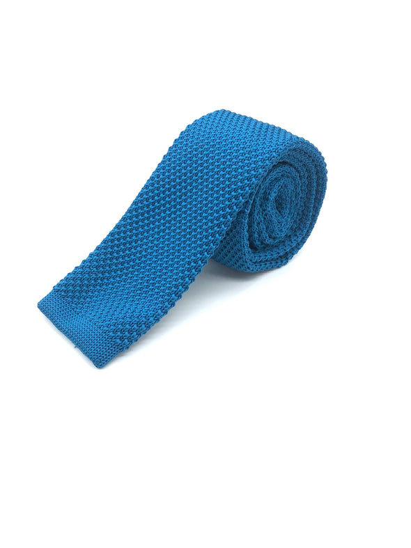 Knitted Flat Edge Tie - Teal
