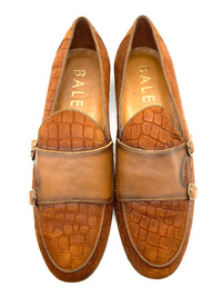 Monk Strap Croc Loafer Shoe - Tan