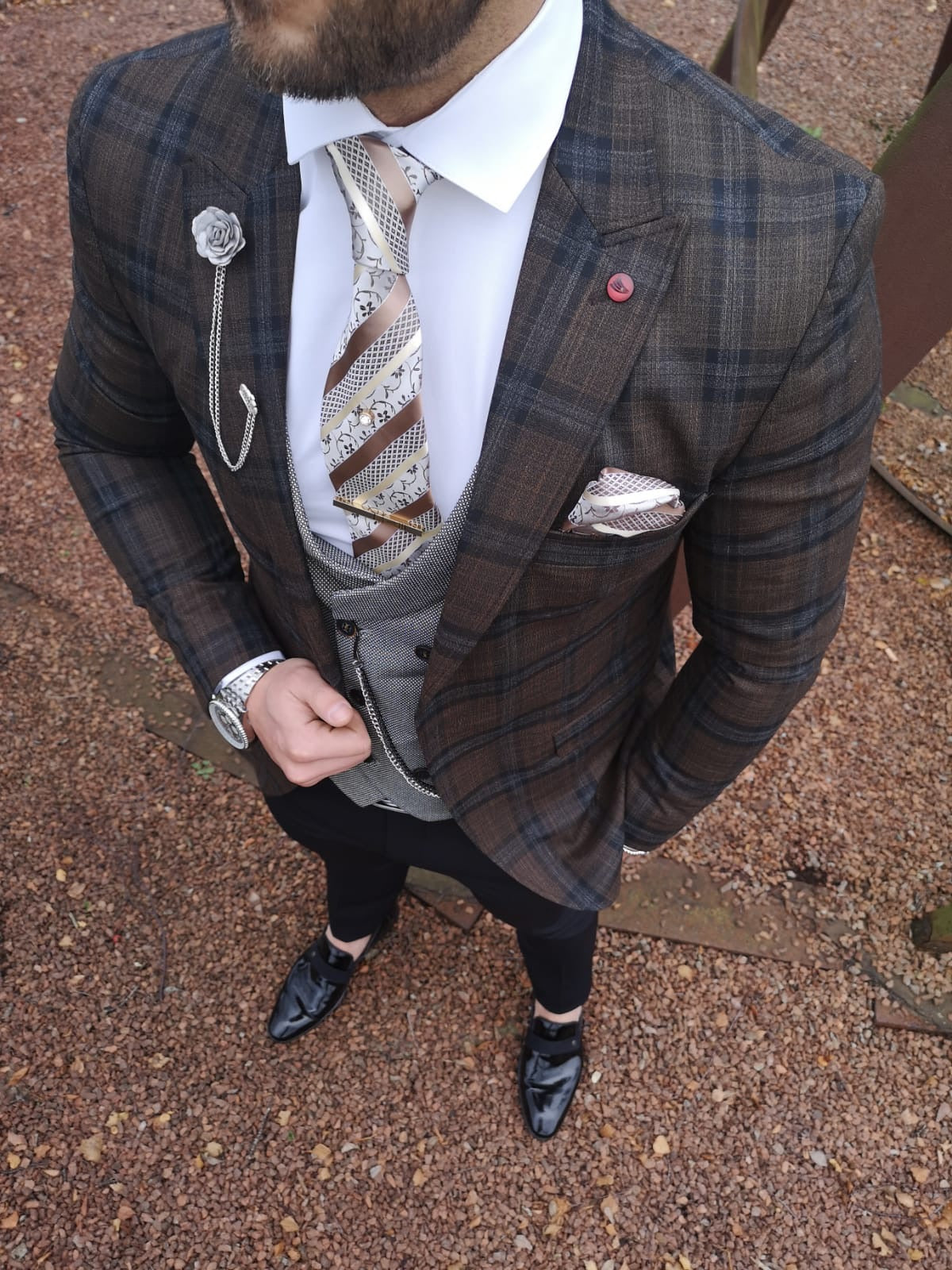 Mara - Brown/Blue 3 Piece Suit
