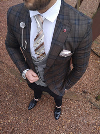 Mara - Brown/Blue 3 Piece Suit