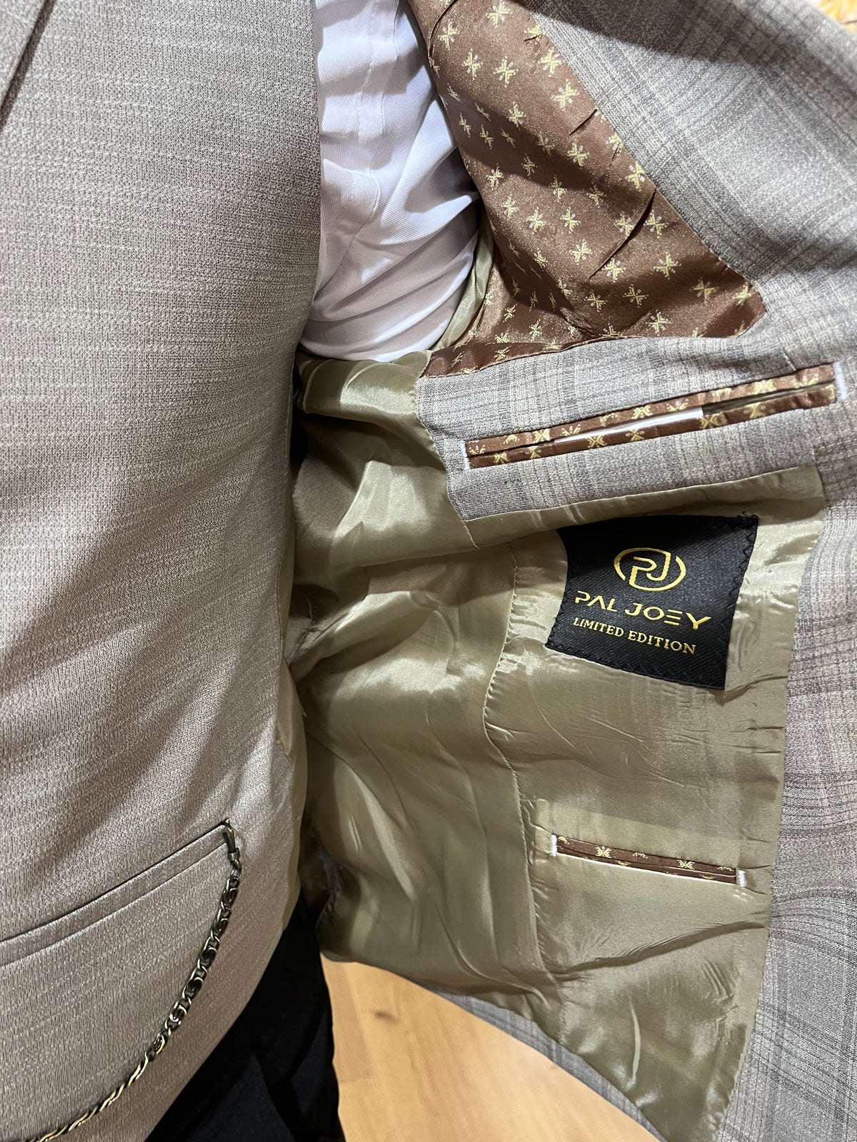 Savoca - Light Brown/Cream 3 Piece Suit