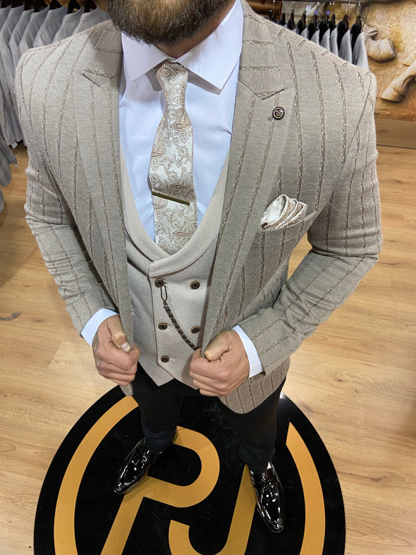 Dettori - Beige/Cream 3 Piece Suit