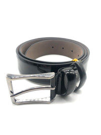 Faux Patent Leather Belt - Black