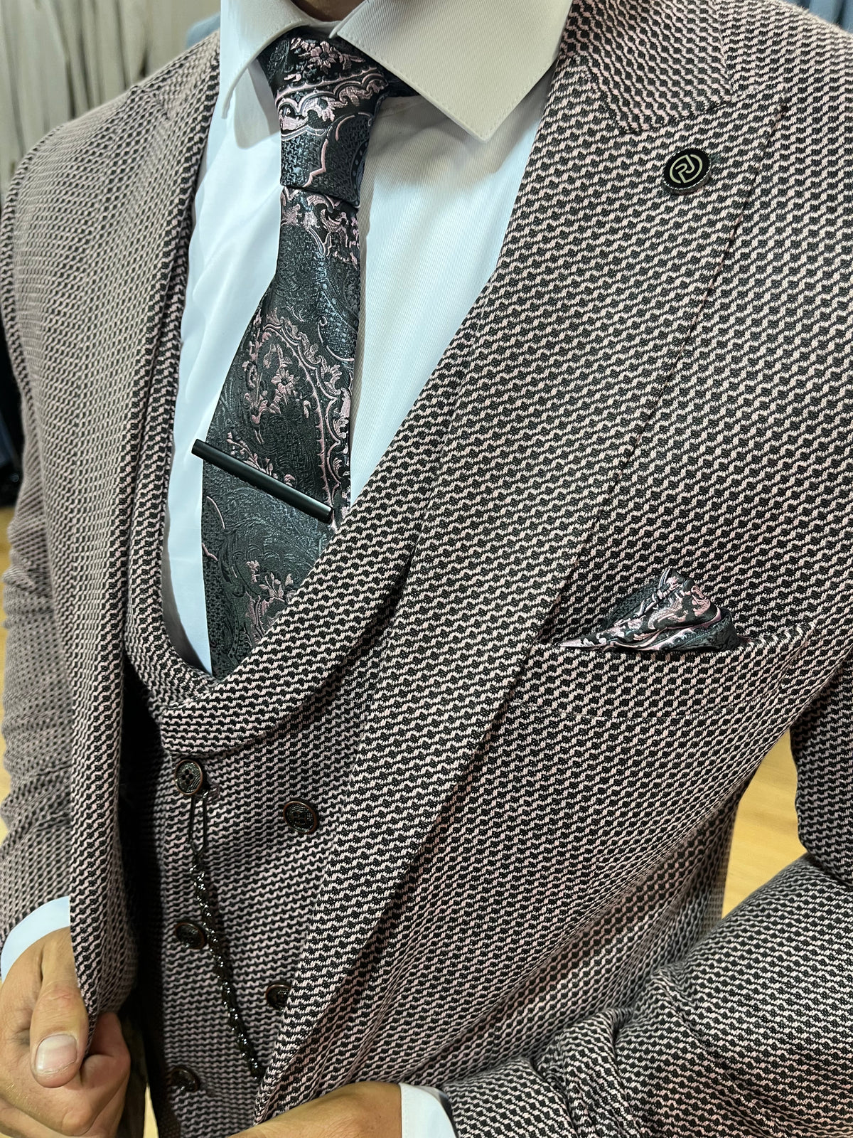 Zidane - Dark Pink/Black 3 Piece Suit