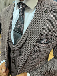 Zidane - Dark Pink/Black 3 Piece Suit