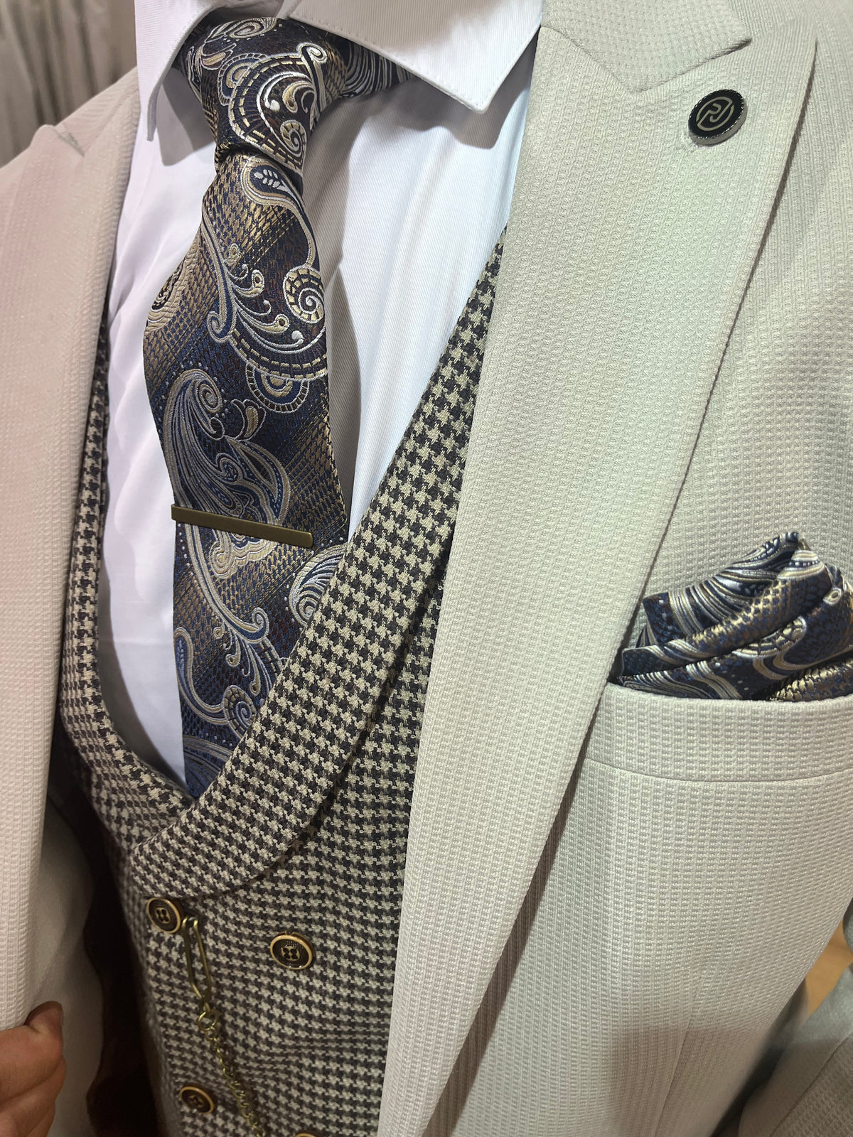 Ginola - Stone 3 Piece Suit