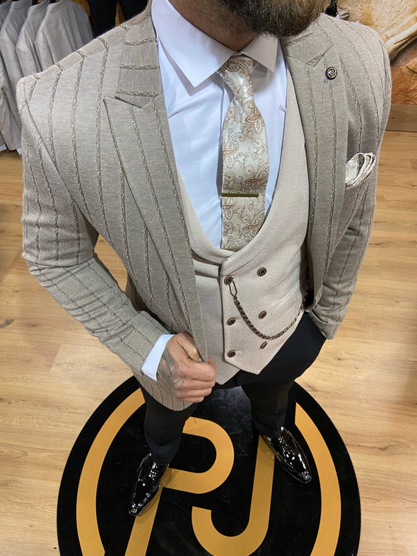 Dettori - Beige/Cream 3 Piece Suit