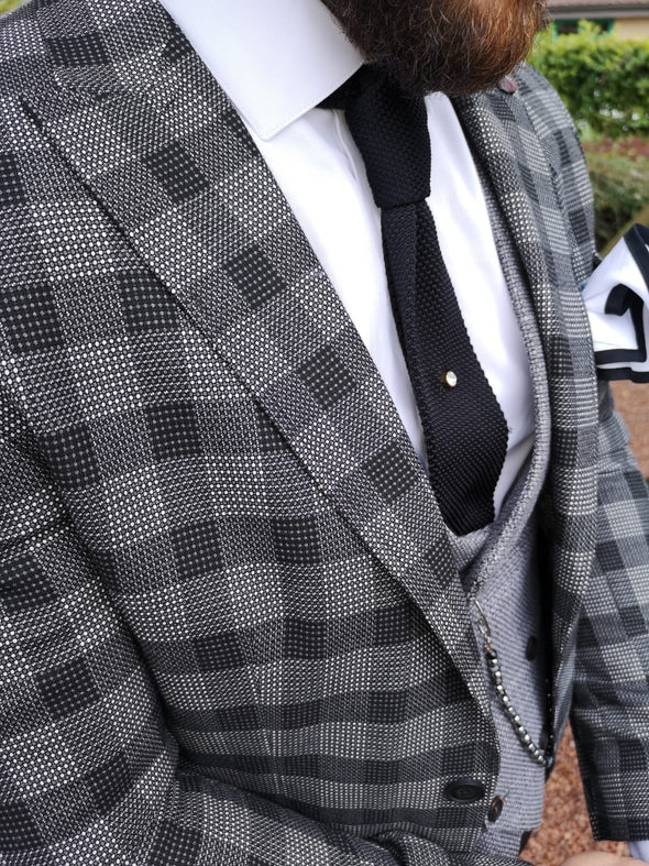 Lencho - Grey/Black 3 Piece Suit