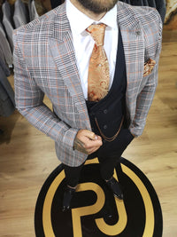 Morteza - Orange/Grey/Black 3 Piece Suit