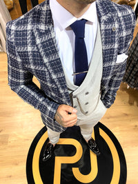 Quintin - Navy/Grey 3 Piece Suit