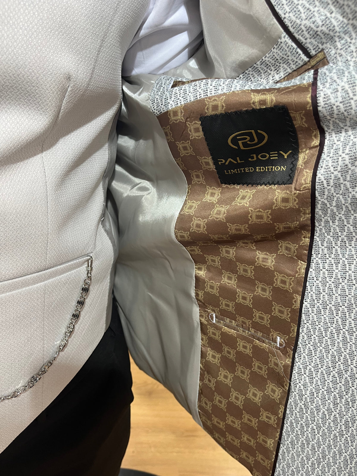 Romario - Light Grey/Turquoise 3 Piece Suit
