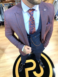 Gazza - Burnt Orange/Navy 3 Piece Suit