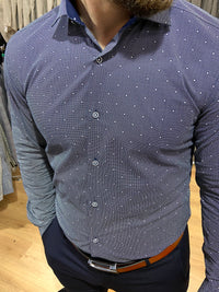 1201 Polka Navy & White L/S Shirt