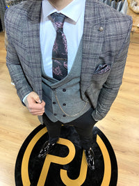 Mens grey 3 piece slim suit