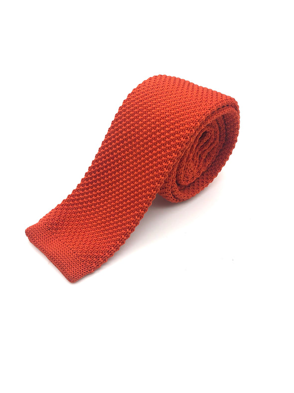 Knitted Flat Edge Tie - Red
