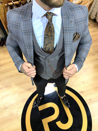 Wilson - Black/Grey/Orange 3 Piece Suit
