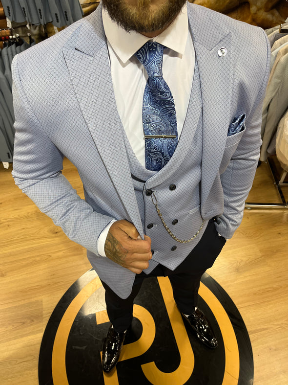 Maldini - Sky Blue 3 Piece Suit