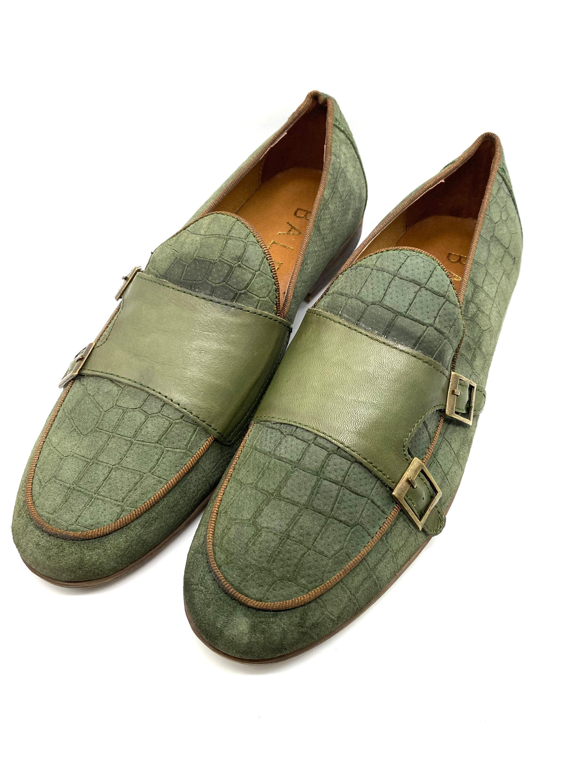 Monk Strap Croc Loafer Shoe - Khaki