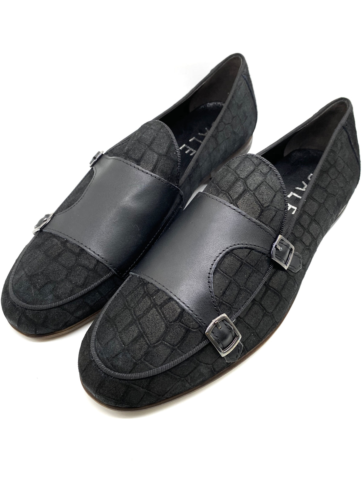 Monk Strap Croc Loafer Shoe - Black