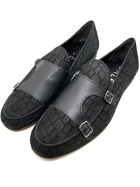 Monk Strap Croc Loafer Shoe - Black