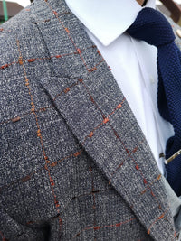Medina - Steel Blue/Orange 3 Piece Suit
