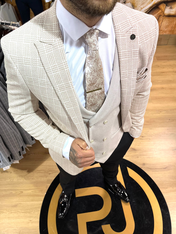 Banks - Cream/Beige 3 Piece Suit
