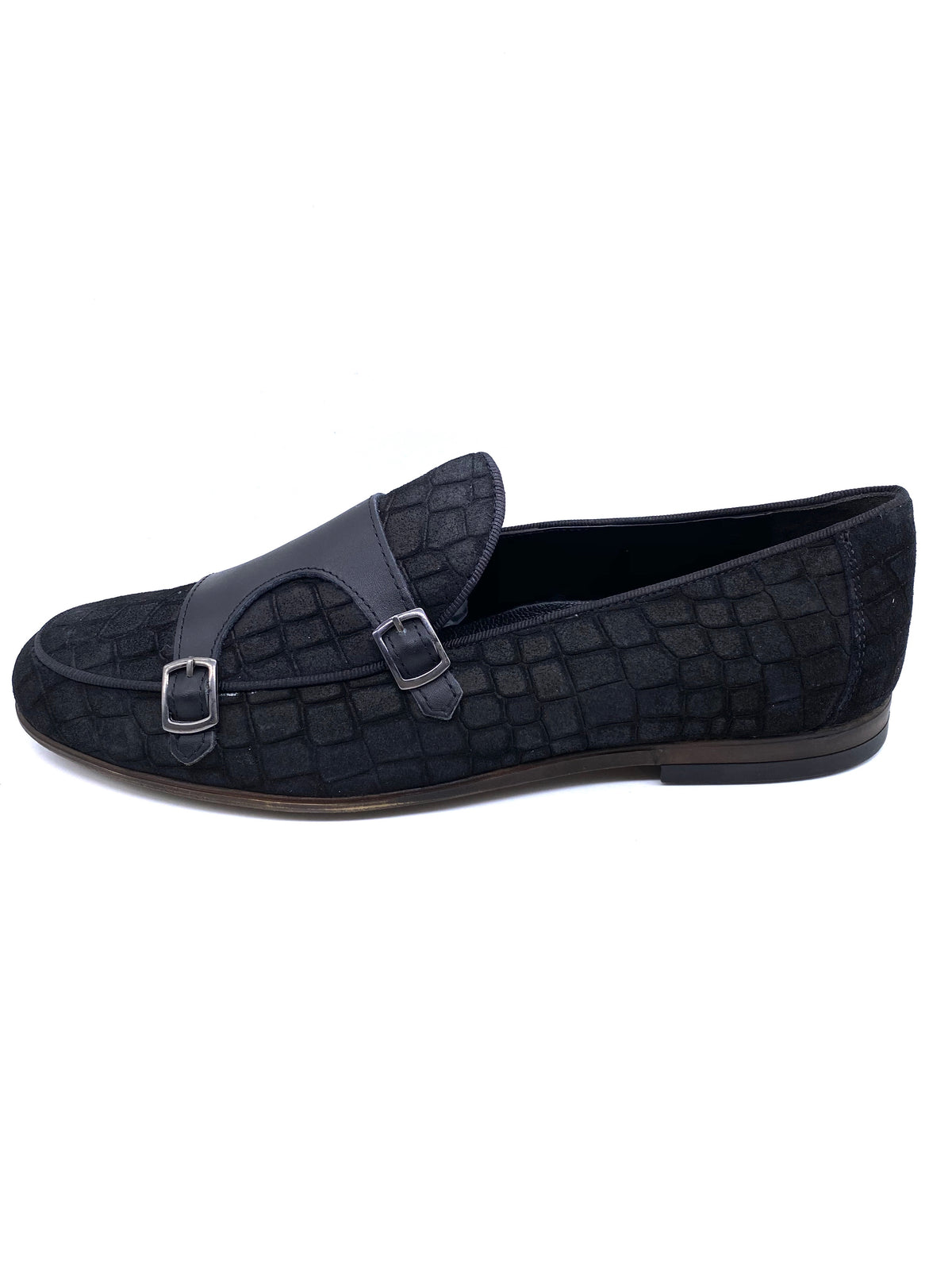 Monk Strap Croc Loafer Shoe - Black