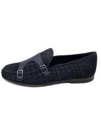 Monk Strap Croc Loafer Shoe - Black