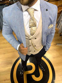 Gabriel - Blue/Cream 3 Piece Suit