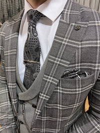 Mens Grey 3 piece slim suit