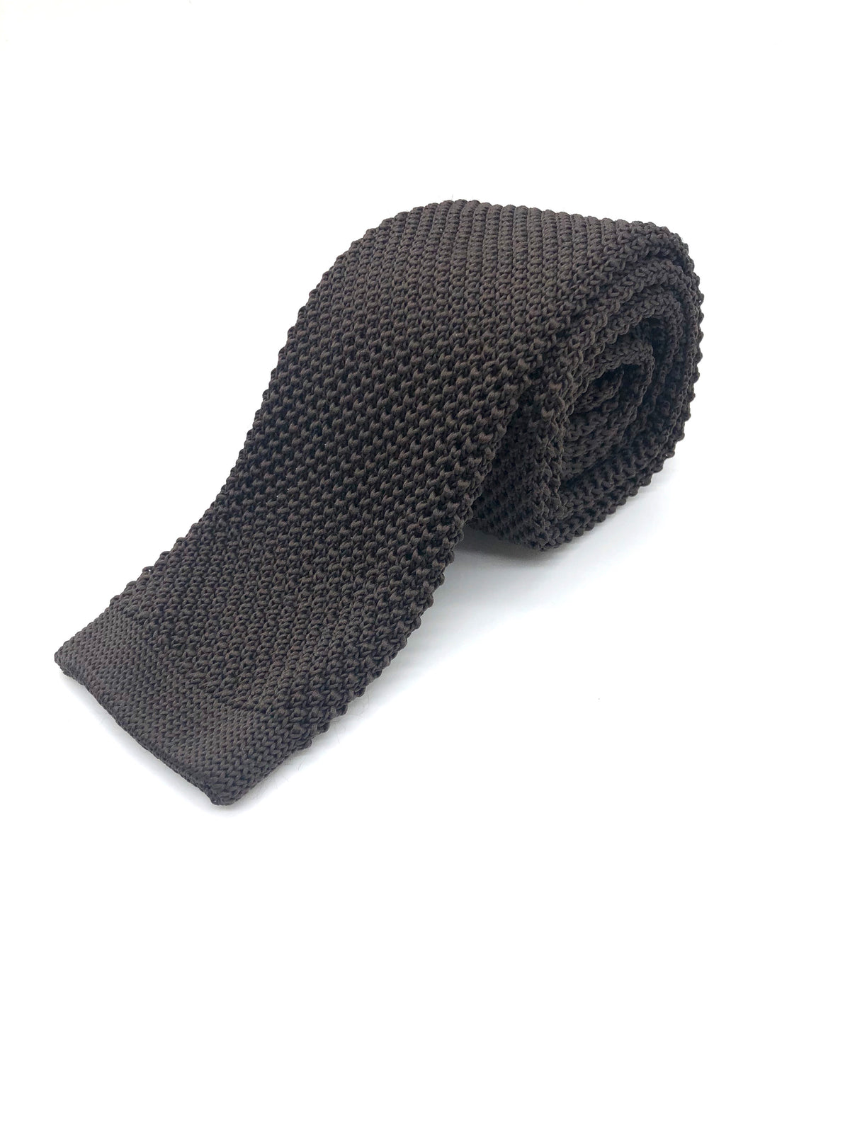 Knitted Flat Edge Tie - Dark Brown