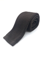Knitted Flat Edge Tie - Dark Brown