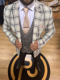 Pirlo - Cream/Black 3 Piece Suit