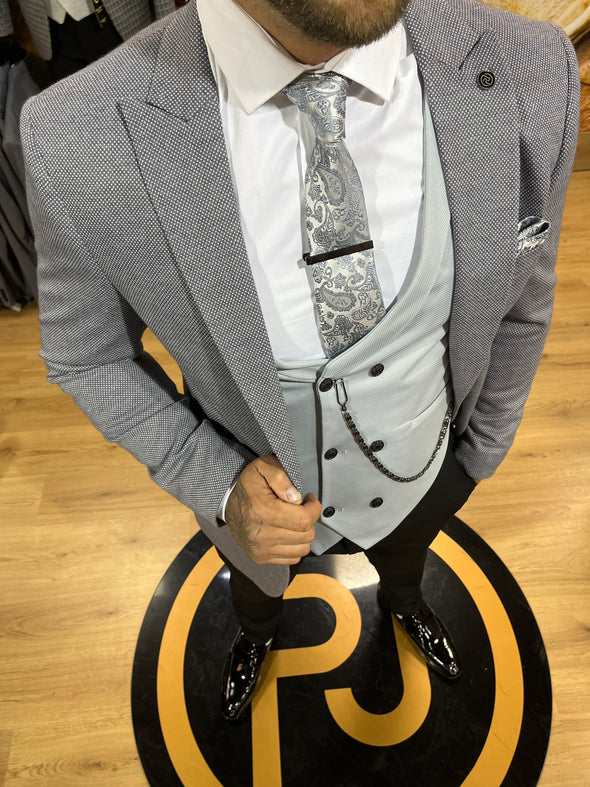 Nasri - Steel Blue 3 Piece Suit