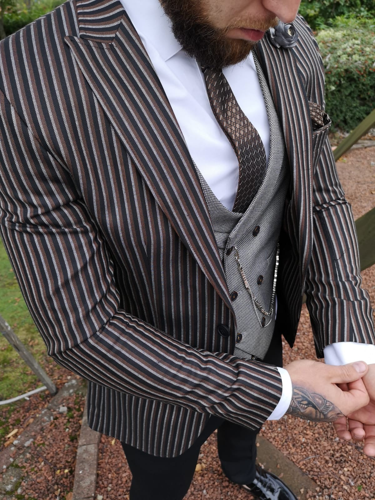 Denver - Black/Grey/Brown 3 Piece Suit