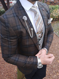 Mara - Brown/Blue 3 Piece Suit