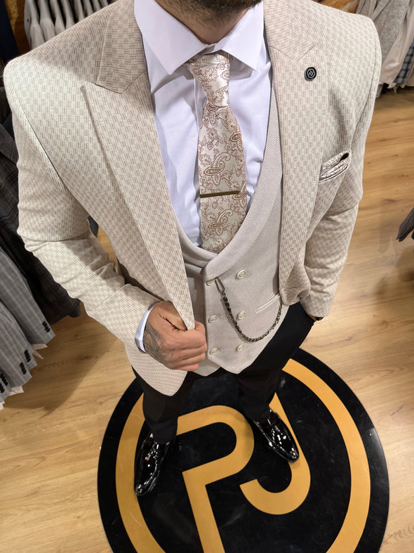 Robson - Cream/Beige 3 Piece Suit