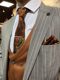 Xavi - Grey/Tan 3 Piece Suit