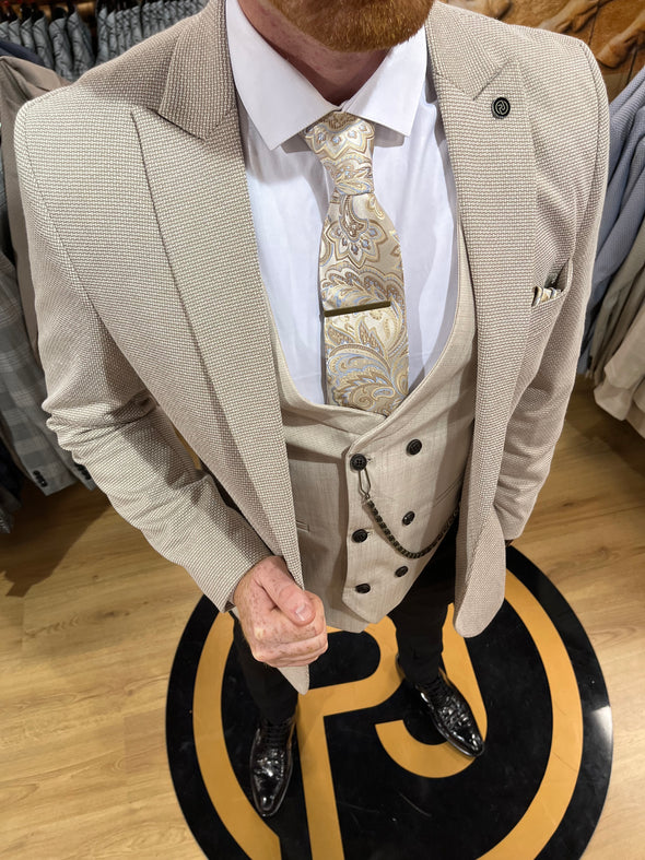 Ribery - Beige 3 Piece Suit