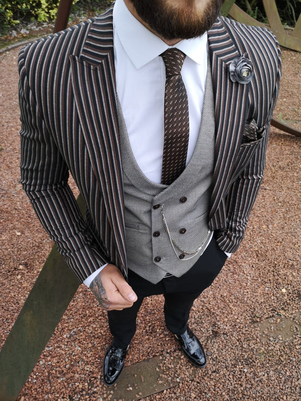 Denver - Black/Grey/Brown 3 Piece Suit