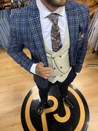 Del Piero - Navy/Cream 3 Piece Suit