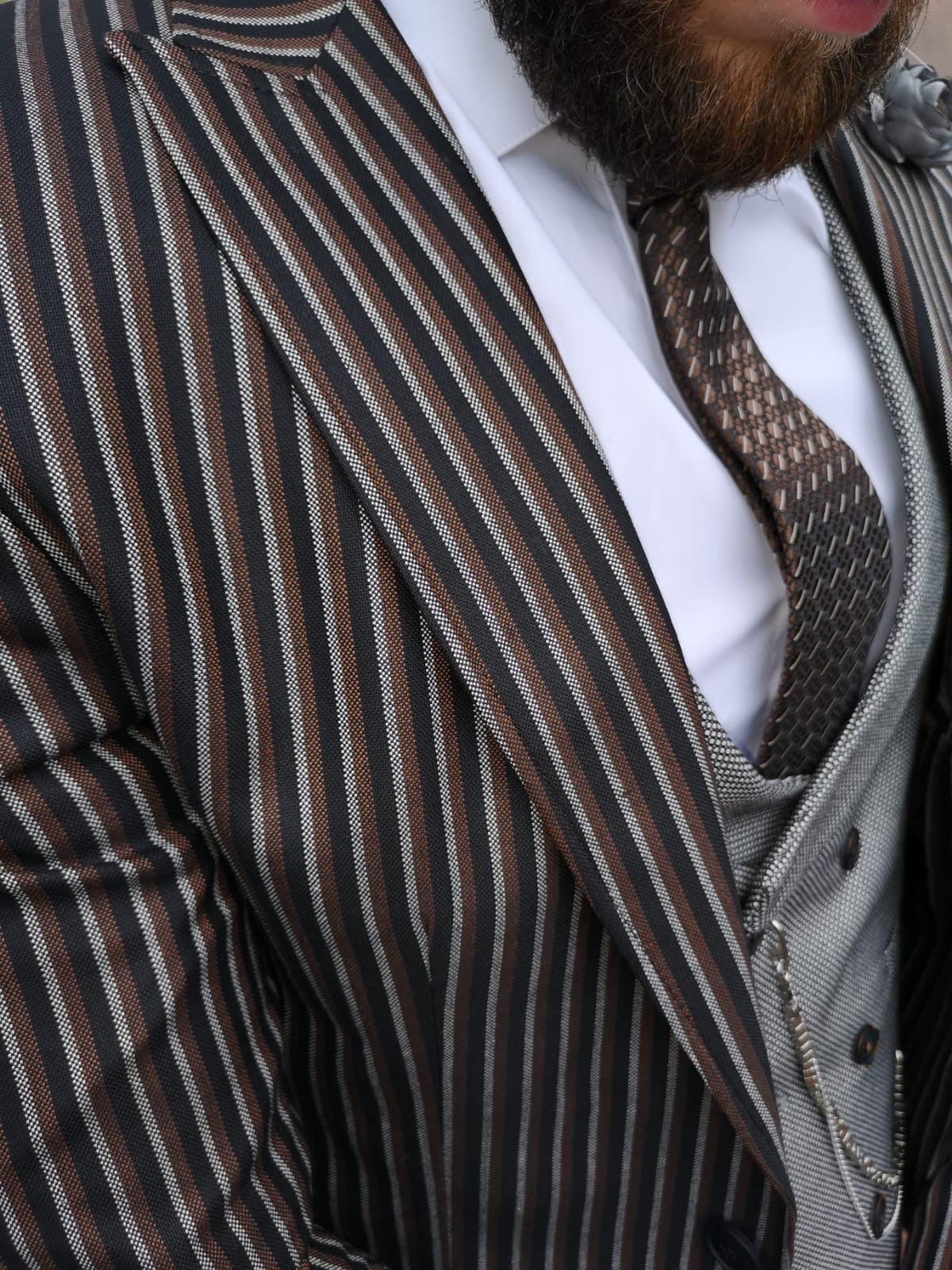 Denver - Black/Grey/Brown 3 Piece Suit