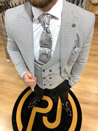 Mens grey 3 piece slim suit
