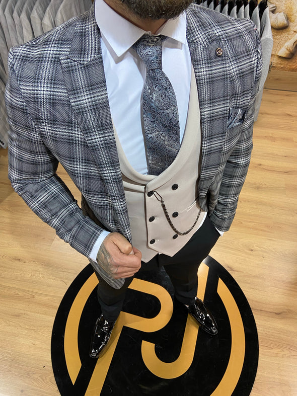 Crofton - Grey/Cream 3 Piece Suit