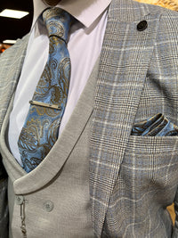 Bari - Grey/Blue 3 Piece Suit