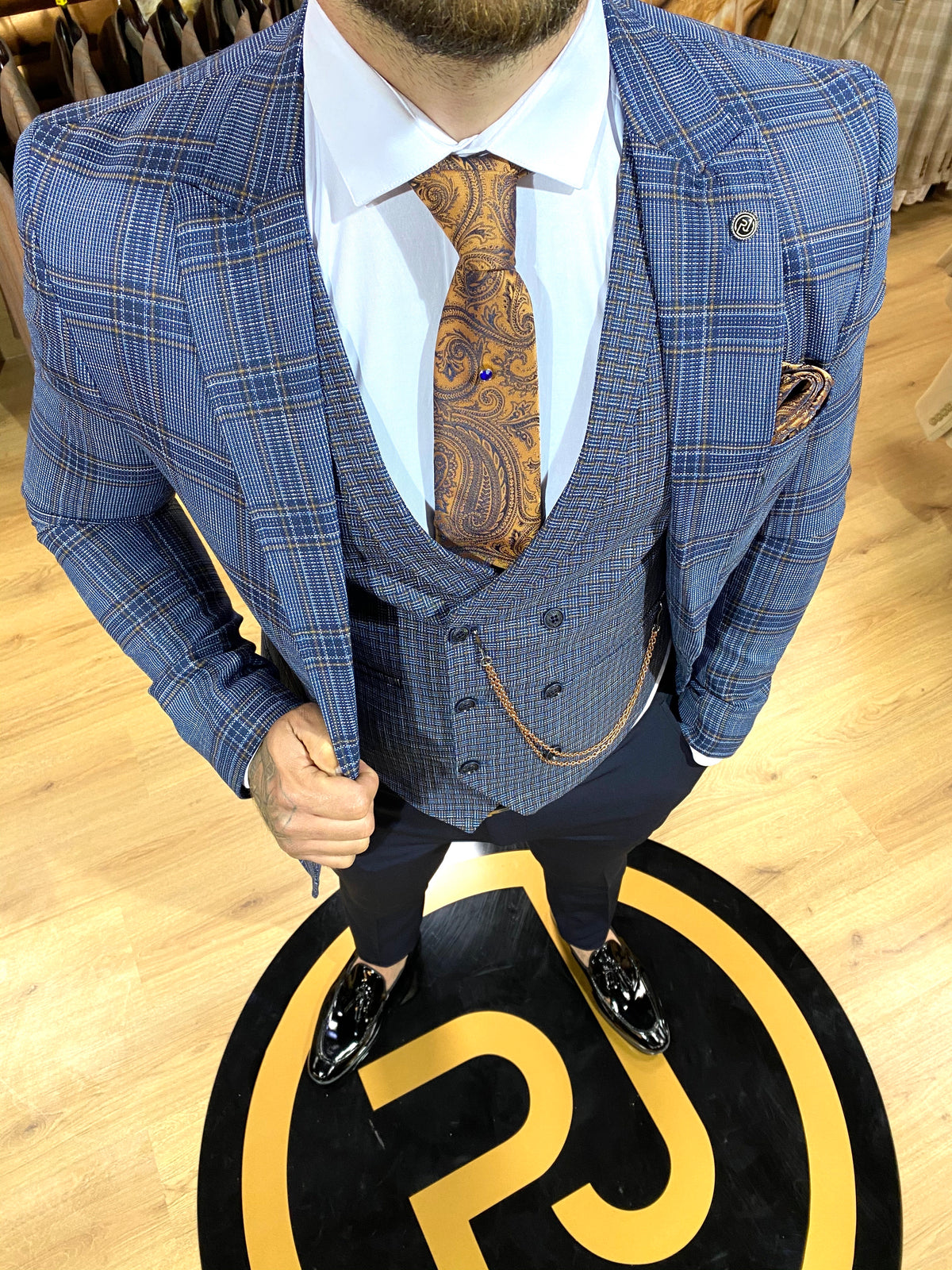 Wilson - Navy/Orange 3 Piece Suit