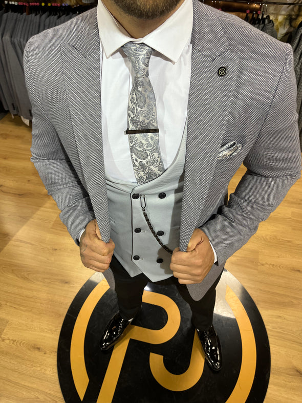 Nasri - Steel Blue 3 Piece Suit