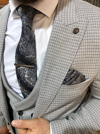 Mens grey 3 piece slim suit